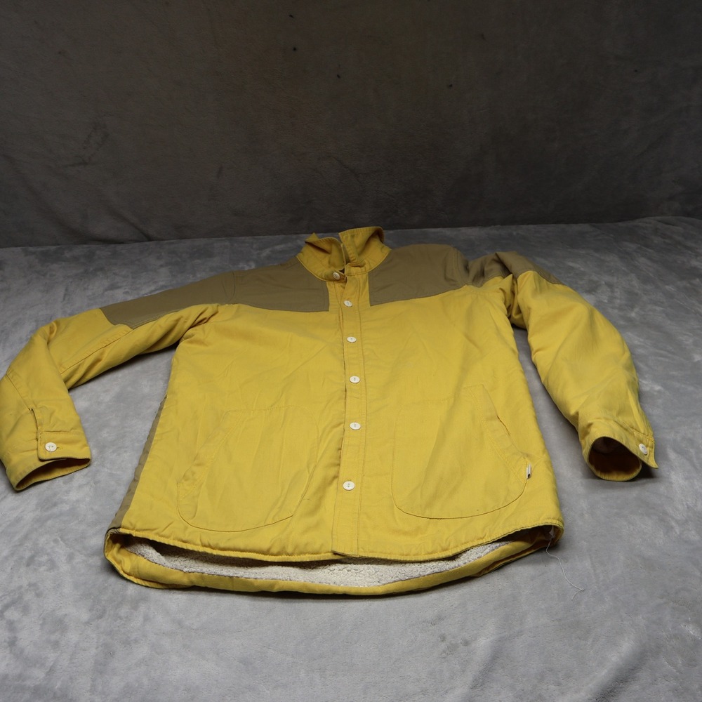Burton Shirt Jacket Women Large Yellow Carmi Flannel Sherpa Lined Utility Casual